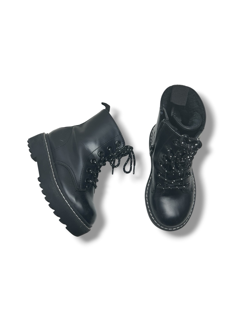 H&M Kids Girls Black Lug Sole Combat Boots Size 10